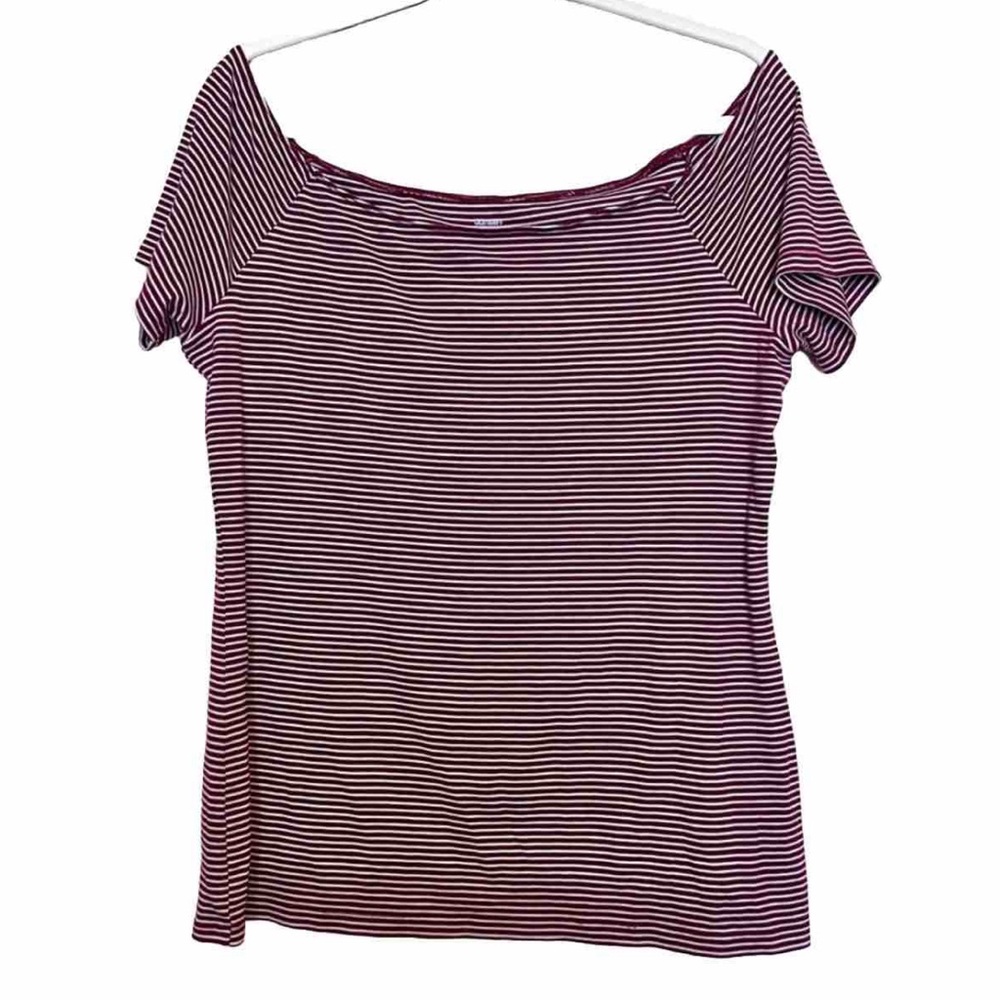 Old Navy Off the Shoulder Red Striped Top